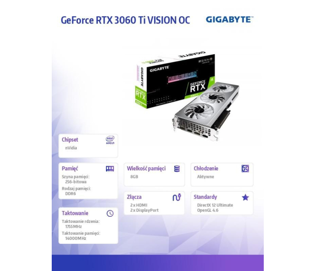 Gigabyte GeForce RTX 3060 Ti VISION OC LHR 8GB GDDR6 - 668232 - zdjęcie 6